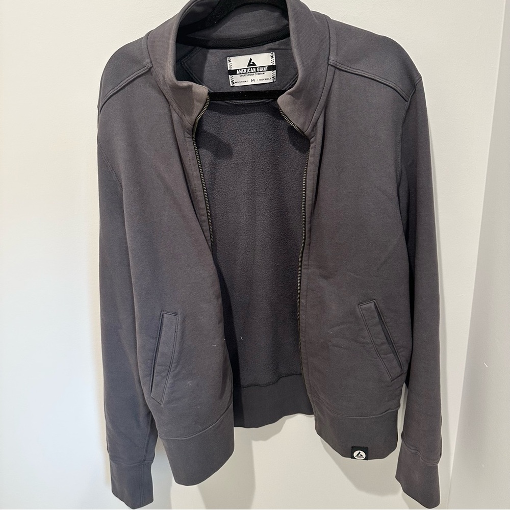 American Giant Men’s Gray Moto Full Zip Jacket - Size Medium